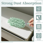 2 PCS Car Interior Duster with Extension Pole, Microfiber Car Dusters with Bendable Head, Cars Dusters Exterior&Interior Scratch Free, for Cleaning of Vehicle Details, Offices, Window (Light Green)