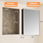 20x28 Inch Medicine Cabinet with Mirror, Aluminum Bathroom Mirror Cabinet, Beveled Edge Mirrored Single Door, Adjustable Shelves, Surface or Recessed Mount Mirrors with Storage,Black