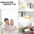 Silicone Bathroom Soap Dishes with Drain Spout-Bathroom and Kitchen Sink Organizer,Sponge Holder,Dish Soap Tray,Perfect for Dispenser,Scrubber,Bottle,Cup on Sink or Counter-Yellow 4.9"×3.2"