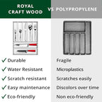 ROYAL CRAFT WOOD Luxury Bamboo Kitchen Drawer Organizer - Silverware Organizer - Utensil Holder and Cutlery Tray with Grooved Drawer Dividers for Flatware and Kitchen Utensils (7 Slot, White)