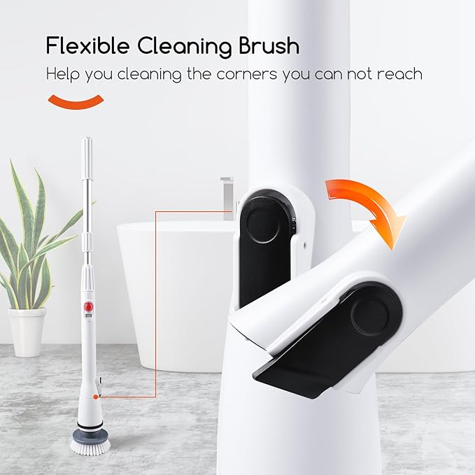 Cordless Electric Spin Scrubber,380RPM High Speed Rotation,Fast Charging-Long Lasting,Power Scrubber with 3 Replaceable Scrubbing Brush Heads for Cleaning Bathroom Bathtubs, Tile Gaps, Mirrors