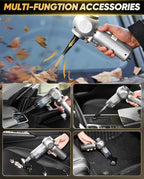 Saker Car Vacuum Portable 6-in-1 Handheld Cordless Vacuums, 20000PA Suction, 7800mAh Blower, Window Breaker, Seatbelt Cutter for Car, Home & Office Cleaning SW102 Silver