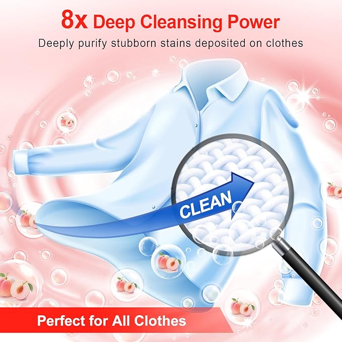 Laundry Detergent Sheets - Up To 128 Loads, Hypoallergenic, Eco-Friendly Peach Scent, Biodegradable, Plastic Free, Liquidless Laundry Sheets Suitable for Sensitive Skin