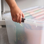 IRIS USA 68 Qt Stackable Plastic Storage Bins with Lids, 1 Pack - BPA-Free, See-Through Organizing Solution, Latches, Durable Nestable Containers, Secure Pull Handle, Made in USA - Clear