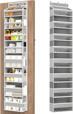 Over The Door Organizer, 8 Shelf Door Hanging Organizers with 8 Large Capacity Pockets, Back of Door Organizer Storage Hanging Shelves for Closet Bathroom Bedroom Nursery