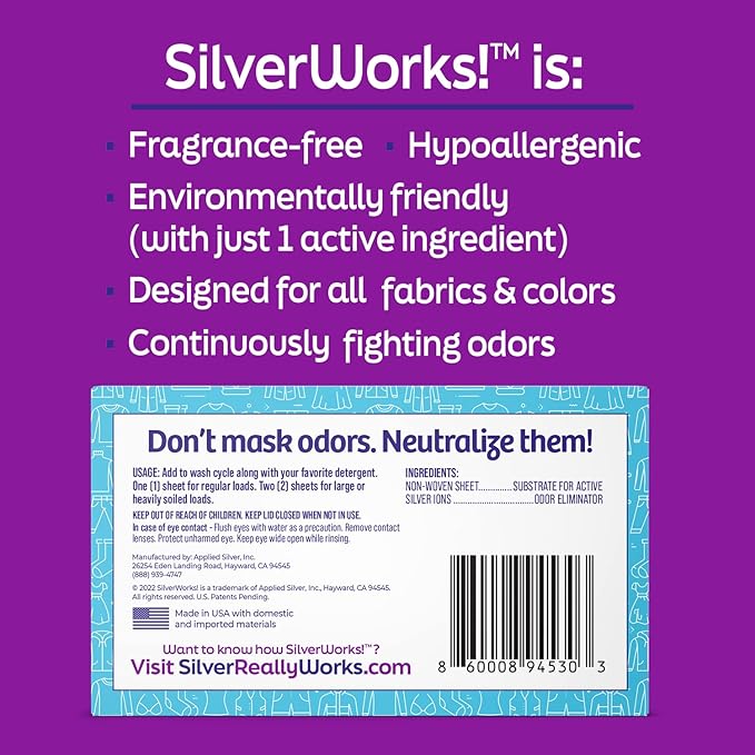 Deodorizer Laundry Odor Eliminator For Clothes - Natural Silver Ion Infused Washer Sheets - Laundry Deodorizer Odor Eliminator - Lasting Laundry Odor Remover Dryer Deodorizer –24 Loads