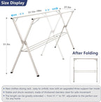 79 inches Foldable Clothes Drying Rack, Heavy Duty Stainless Steel Laundry Drying Rack for Indoor Outdoor, Clothes Rack Adjustable Length. 3 Additional Reinforcement Bars with 20 Windproof Hooks