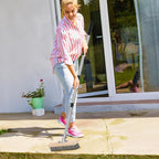 Stainless Steel Pool Scrub Brush with Adjustable Handle, Heavy Duty Stiff Bristle Scrubber for Rough Surfaces, Moss Removal, and Tough Stains on Concrete, Grout, Patio, Garage & Pool