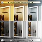 16"x60" Tall Lighted Medicine Cabinet with Mirror & Brush Nickel Bevel Frame, Surface or Recessed LED Mirror Cabinet with Outlet, 5-Tier Adjustable Shelf & Sensor Inner Light (Right Hinge)