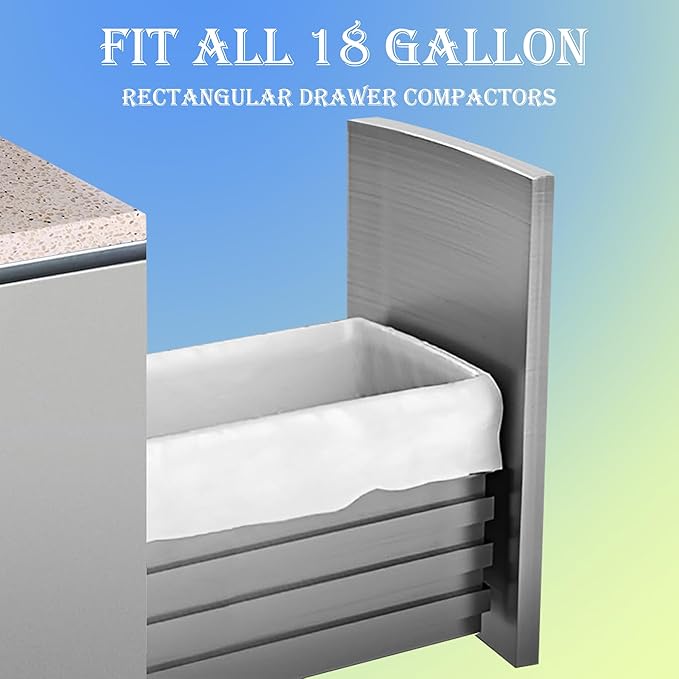 18 Gallon Compactor Kitchen Trash Bags 1.2 Mil THICK Heavy Duty 50 Count with Reinforced Drawstring | Perfect Fit for 18 Gallon & Most Kitchen Compactors | Tear & Leak Resistant