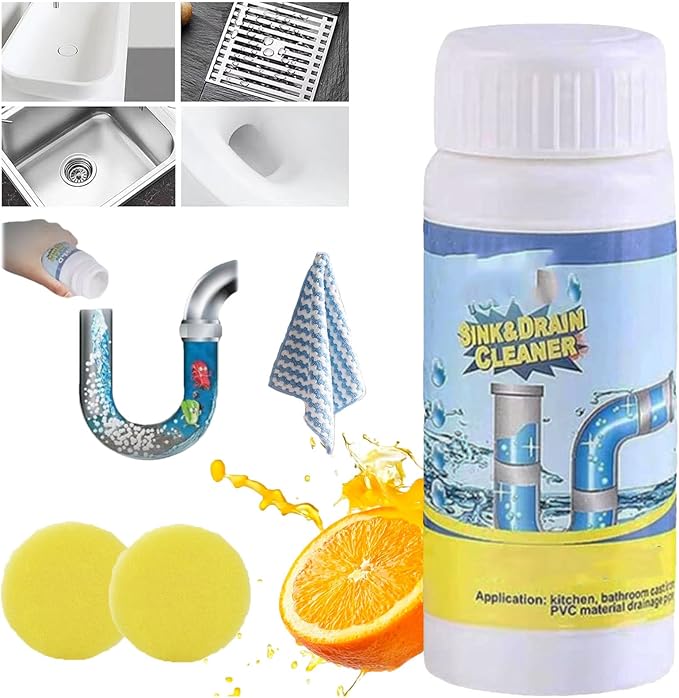 Dodorado Drain Cleaner, Powerful Sink and Drain Cleaner, Portable Powder Cleaning Tool Chemical Powder Agent for Kitchen Toilet Pipe Dredging (1PC)