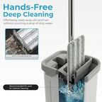 Mop and Bucket Set, Floor Mop and Bucket with Wringer Set, Wet and Dry Mop for Hardwood Floors, Vinyl, Tile, Baseboards and Walls (4 Washable Microfiber Pads Included)