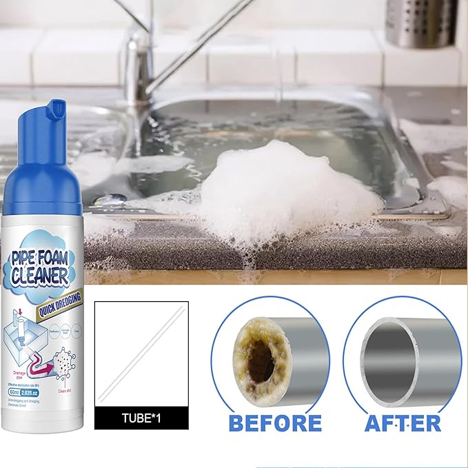 Japanese Drain Foam Cleaner, Japanese Toilet Cleaning Foam Drain Cleaner, Powerful Sink and Drain Cleaner, Drain Cleaner Hair Clog Remover Foam for Kitchen Drain, Sinks (2)