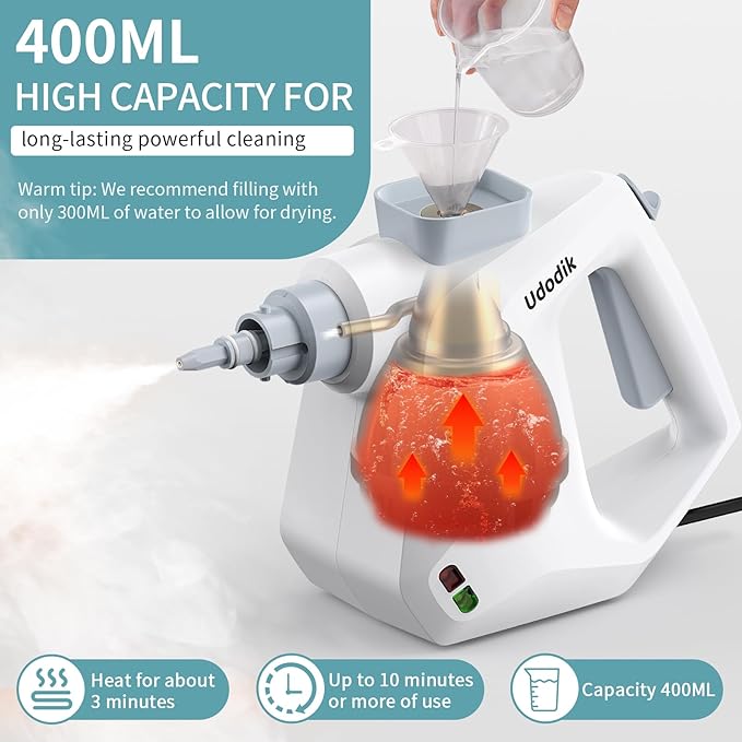 Handheld Steam Cleaner for home, Multipurpose Portable Steam Cleaners Use with Safety Lock and 10 Accessory Kit to Remove Grime, Grease, More