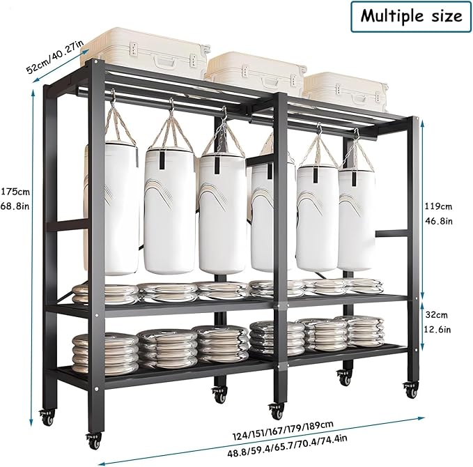 Heavy Duty Portable Closet with Cover Foldable Covered Clothes Rack for Hanging Clothes Armoire Wardrobe Closet System Freestanding Coat Storage Garment Racks (125cm/49.2in(Coffee))