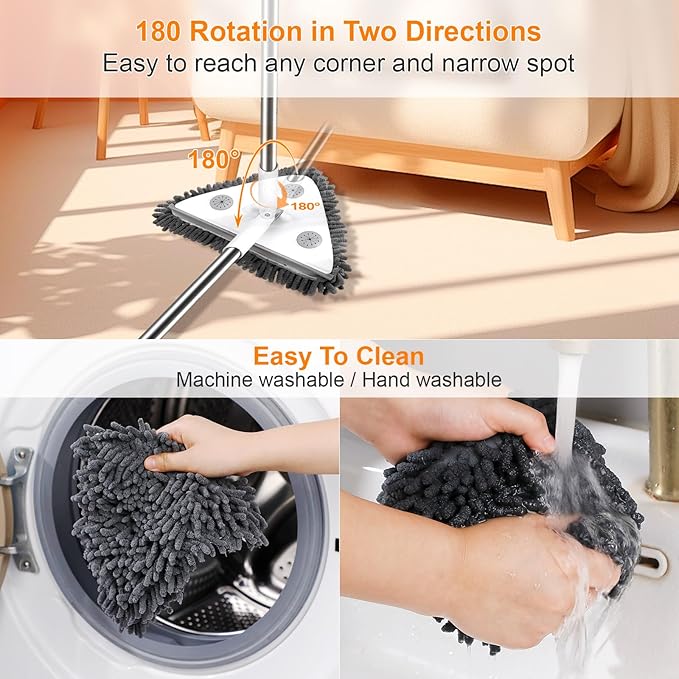 MUEE Window Cleaning kit, 3 in 1 Adjustable Window Washing Squeegee Kit with Extension Pole, Squeegee Window Cleaner Tool with 6 Replacement Pads, Wall Washer Cleaning Tool for Walls/Glass/Window