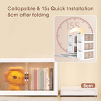 3 Tier Storage Bins with Lids, 104QT Collapsible Plastic Storage Bins, Folding Storage Boxes with Doors, Stackable Storage Organizer for Home, Office and Dorm