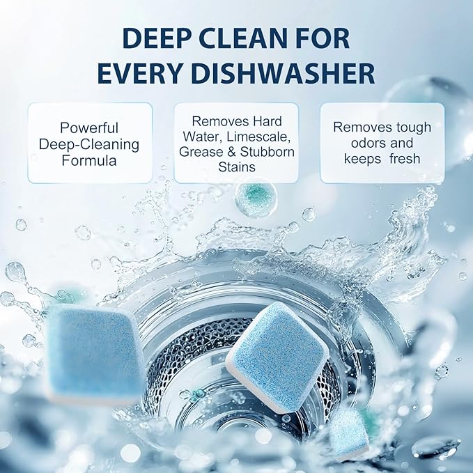 Washing Machine Cleaner Tablets 24 Pack - Deep Cleaning & Descaler for HE Front Load & Top Load Washers, Removes Odor, Residue & Pet Hair, Septic Safe, Eco-Friendly Deodorizer -1 Year Supply