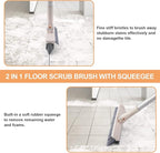 Grout Brush with Long Handle, 2 in 1 V-Shaped Floor Scrub Brush for Cleaning, Bathroom, Garage, Wall, Patio, and Tile, Stiff Bristle Brush with 54'' Telescopic Handle
