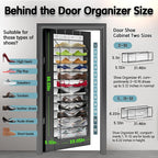 Over The Door Shoe Organizer with 12 Large Clear Pockets - Durable Hanging Storage for Family Shoes - White