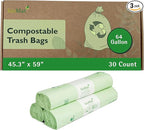 bioMat 64 Gallon Compostable Trash Bags, 30 Count, BPI ASTM D6400 Certified Compost Liner Bags for Trash Can