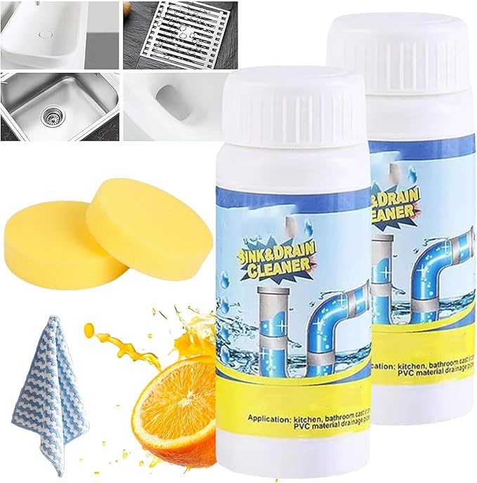 Dodorado Drain Cleaner, Powerful Sink and Drain Cleaner, Portable Powder Cleaning Tool Chemical Powder Agent for Kitchen Toilet Pipe Dredging (3PC)