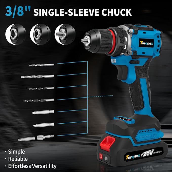 Cordless Drill, 21V Brushless Drill Tool Set with 2-Pack 2Ah Fast Charging Batteries, electric drill tool set, Screwdriver set for Home Renovation, Gardening Tools