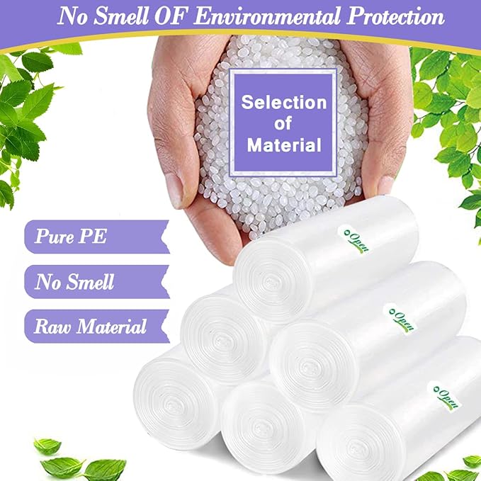 3 Gallon 100pcs (Fit 3-3.2 Gal) Small Clear Trash BagsPlastic Strong Clear Garbage Bags,Bathroom Trash Can Bin Liners,Waste Basket Liner,Fit 10-13 Liter, 3 Gallon,3.2Gallon
