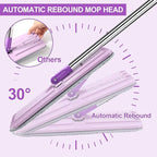 Mop and Bucket with Wringer Set, Hands Free Flat Floor Mop and Bucket, 3 Washable Microfiber Pads Included, Wet and Dry Use, Home Floor Cleaning System for All Floor Types and Windows, Purple