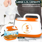 Steam Cleaner,Multipurpose Neat Canister Steamer with 21 Accessories, 5 Mins Heating with 1.5L Tank,Rolling Cleaning Machine for Carpet, Floors,Windows,Mirrors,Glass and Cars (White orange)