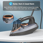Steam Iron for Clothes with LCD Screen, 1700W Iron Non-Stick Ceramic Soleplate, Auto Shutoff, Self-Cleaning, Anti-Drip, Steam Burst, Spray Mist 10.14oz Water Tank Ironing Clothes for Home,Grey