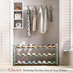 Bumusty 3-Tier Expandable Shoe Rack for Closet, 18“-33” Adjustable Shoe Rack for Small Space, Small Shoe Organizer for Front Door, Sturdy Metal, Green