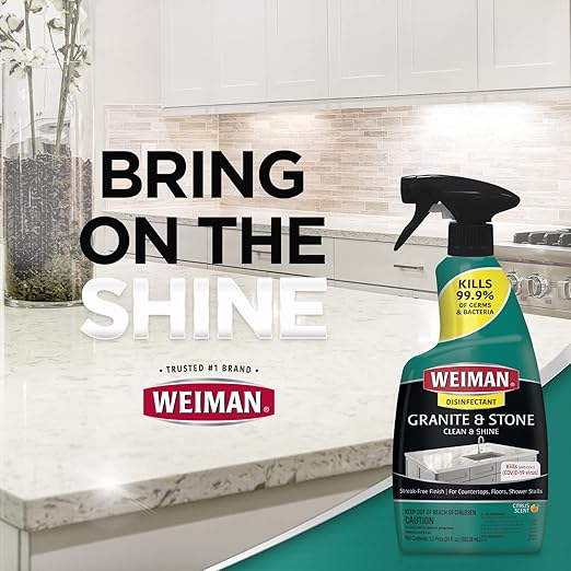 Weiman Disinfectant Granite Daily Clean & Shine - 12 fl oz (2 Pack) Safely Clean Disinfect and Shine Granite Marble Soapstone Quartz Quartzite Slate Limestone Corian Laminate Tile Countertop
