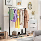 Ekisemio Clothes Rack for Hanging Clothes, 64.25 Inch Clothing Racks with Wheels, Portable Rolling Clothes Garment Rack for Bedroom, Laundry, Living Room, Black