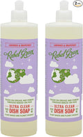 Rebel Green Super Deluxe Dish Soap - Natural Dishwashing Soap - Liquid Dish Detergent - Sustainable Dish Liquid Scented with Lavender & Grapefruit - (16 oz Bottles, 2 Pack)