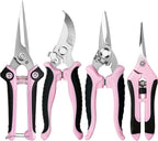4 Pack Garden Pruning Shears, Stainless Steel Garden Shears, Gardening Shears, Garden Scissors, Clippers, Pruning Snips, Pruning Shears for Gardening Tools (Pink)
