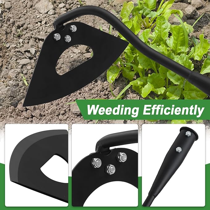 COCONUT Garden Hoe, 65 inch Long Handle Weeding Hollow Hoe Garden Tool, Heavy Duty Gardening Hoe with Durable Blade for Loosening Planting