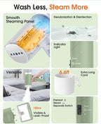 Handheld Steamer for Clothes, 1200W Foldable Travel Steamer, 20 Sec Preheat Garments Wrinkle Remover, 120V Portable Hand Iron with 150ml Water Tank, Clothes Steamer for Home Travel-Green