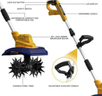Cordless Garden Tiller Cultivator Compatible with Dewalt 20V/60V MAX Battery, 250RPM Electric Rototiller with Brushless Motor, 48 Steel Tines, 8.7" Tilling Width, 6.3" Depth, Rotary Tiller(Tool ONLY)
