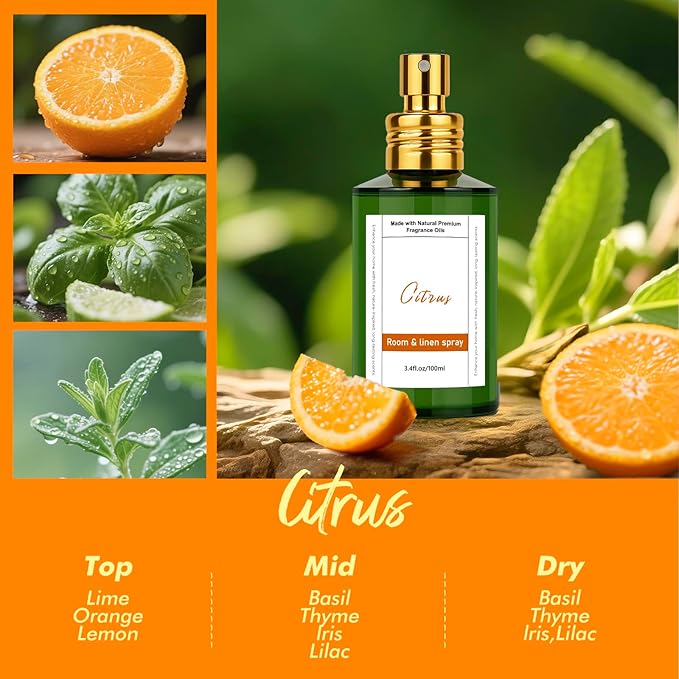 Room Spray Odor Eliminator 3 Pack, Natural Essential Oil Air Freshener Spray for Home Bathroom and Kitchen, Lavender, Citrus, Eucalyptus