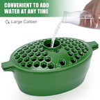 G GOOD GAIN Wood Stove Steamer - Cast Iron Stove Humidifier with Large Opening Top | Oval Bowl Fire Place Stove Pot for Home Heating Decorative | Matte Finish & 2.7 Quart, Green