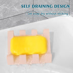 Self Draining Soap Dish Holder,Silicone Soap Dish,for Bathroom,Kitchen, Sponges，Can Extend Soap Life，Keep Soap Bars Dry and Easy Cleaning (Pink,2-Pack)