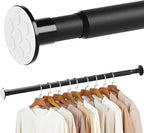 No Drilling Closet Rod, 27.5-74 Inches Hanging Closet Rod for Clothes, Closet Bar & Pole Heavy-duty, Closet Rods for Hanging Clothes For Closet Wardrobes Bathroom Laundry RV Curtains,Black