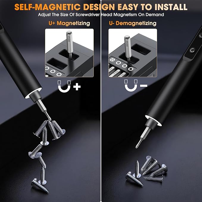 3.7V Mini Electric Screwdriver,Cordless Precision Screwdriver Set,50 in1 Magnetic Bits,Small Repair Tool Kit with Magnetic Storage,5 Torque, LED Display for Electronics Computer,Phone,Glasses,Watch
