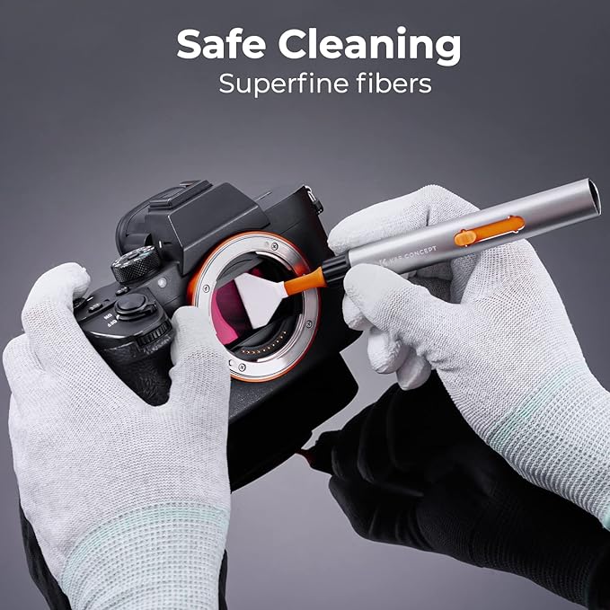 K&F Concept Lens Cleaning Pen Kit for Full-Frame Sensors, Multi-Function Cleaner Kit for Airpods Pro, Earbuds, Bluetooth Earphone Headphone Case, iPhone Charging Port, Earpods