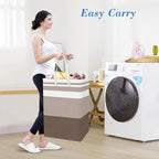 BlissTotes 3-Pack Laundry Basket, Freestanding＆Waterproof Laundry Hamper, Collapsible Tall Clothes Hamper with Easy Carry Handles for Clothes, Towels in the Family and Dorm,Gradient Khaki,125L