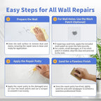 YKF Drywall Patch Repair Kit, 18 Oz Spackle Wall Repair Paste with Scraper, Easy Wall Hole & Crack Mending, Quick Drying, Paintable, Strong Adhesion, Long Lasting Fix for Drywall Plaster Wood
