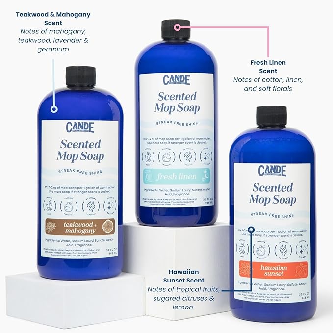 CANDE Mop Soap - Highly Scented Mop Soap, Luxury Floor Cleaner, Premium Fragranced Floor, Streak-Free Shine, 32 oz (Fresh Linen)