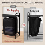 4 Section Laundry Hamper with Shelf, Laundry Basket Organizer with 4 Pull-Out Removable Bags 4×11.5Gal(43.4L), Laundry Sorter for Clothes Organization in Bedroom, Laundry Room, Black