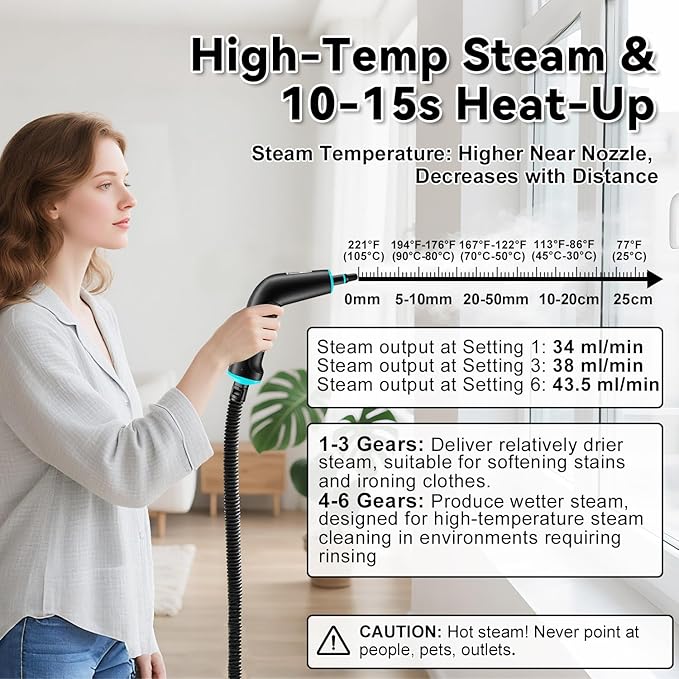 Steam Cleaner for Home, 2500W Portable Handheld Steamer for Cleaning, Large Capacity Tank Pressurized Steam Cleaning Machine for Car, Bathroom, Kitchen, Furniture, Grout, Floor, Tile